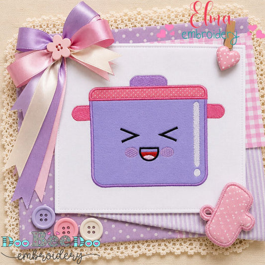 Happy Little Saucepan - Appliqué - Machine Embroidery Design