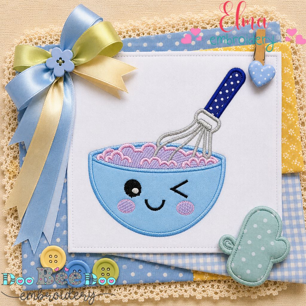 Happy Baking Bowl - Appliqué - Machine Embroidery Design