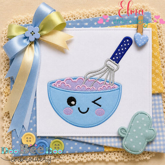 Happy Baking Bowl - Appliqué - Machine Embroidery Design