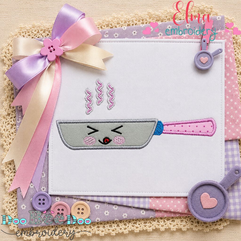 Sizzling Happy Pan - Appliqué - Machine Embroidery Design
