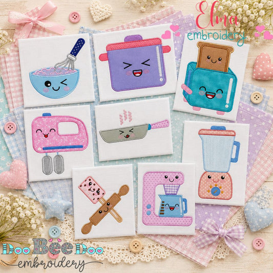 Happy Kitchen Friends Collection - Appliqué - Machine Embroidery Design