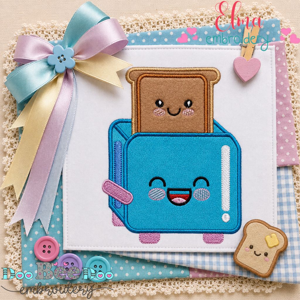 Happy Breakfast Toaster - Appliqué - Machine Embroidery Design