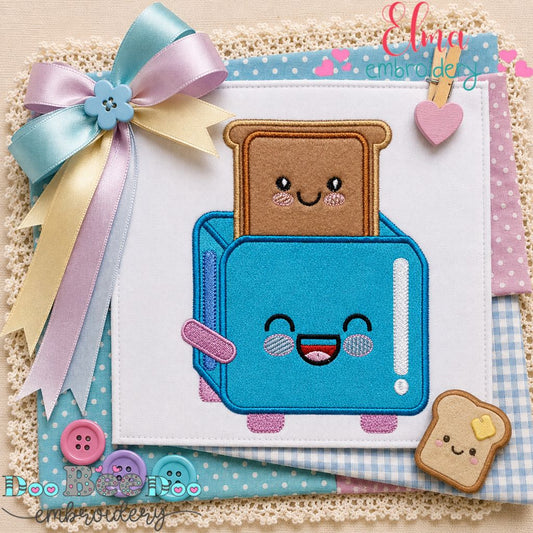 Happy Breakfast Toaster - Appliqué - Machine Embroidery Design