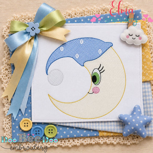 Sleepy Moon Dreams - Sketch Stitch - Machine Embroidery Design