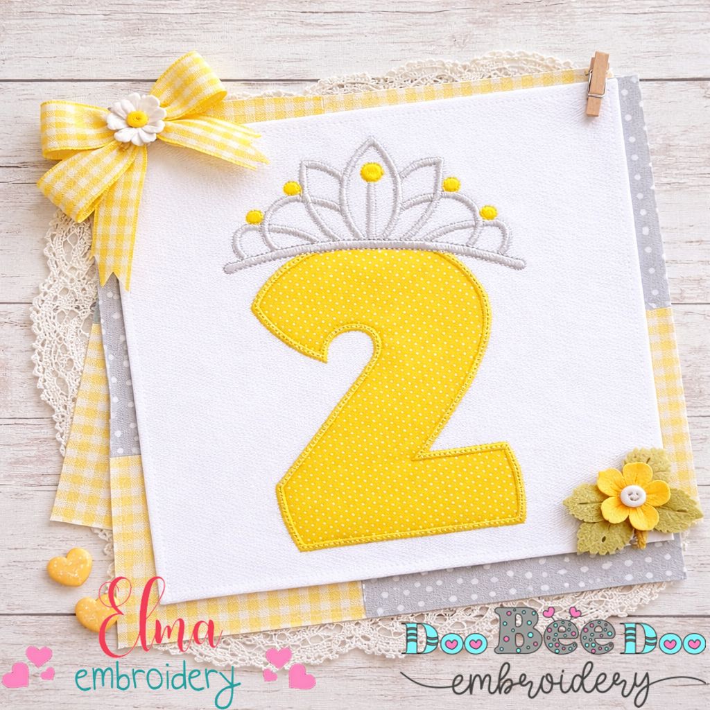 Princess Crown Number Two - Appliqué - Machine Embroidery Design