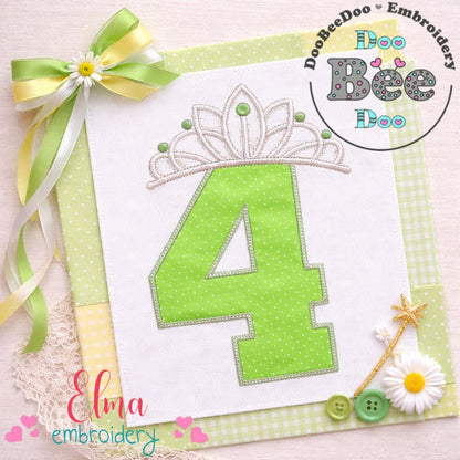 Princess Crown Number Four - Appliqué - Machine Embroidery Design