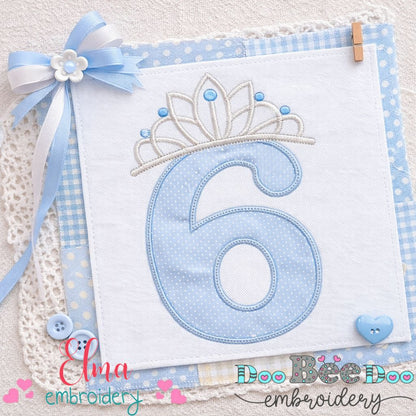 Princess Crown Number 6 – Appliqué – Machine Embroidery Design