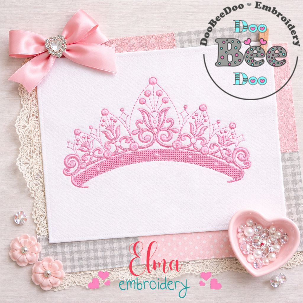 Elegant Princess Tiara - Satin Stitch - Machine Embroidery Design