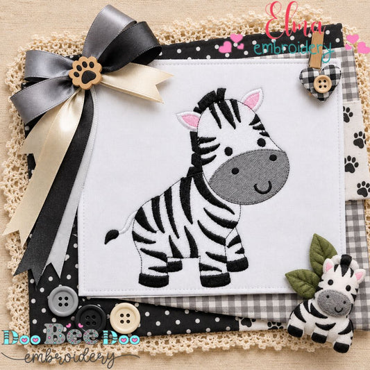 Little Safari Zebra - Fill Stitch - Machine Embroidery Design