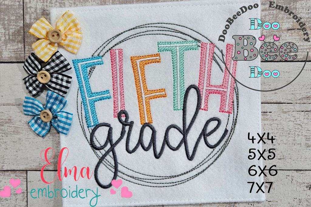 Fifth Grade Circle - Fill Stitch - Machine Embroidery Design