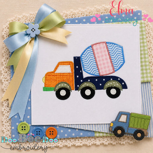 Cement Mixer Truck - Appliqué - Machine Embroidery Design