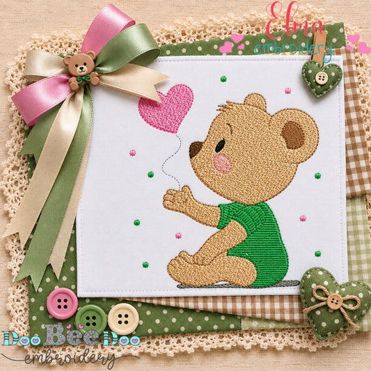 Sweet Teddy Love - Fill Stitch - Machine Embroidery Design