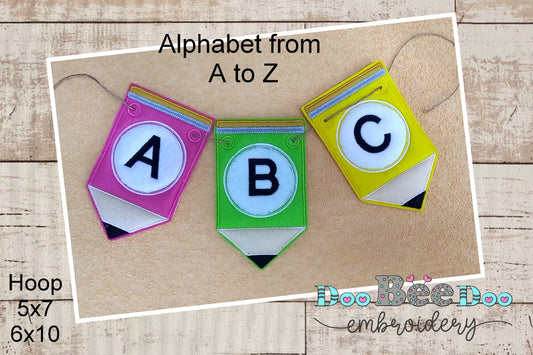Pencil Alphabet - ITH Project - Machine Embroidery Design