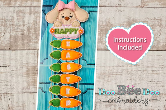 Happy Easter Rabbit with Carrots - ITH Project - Machine Embroidery Design