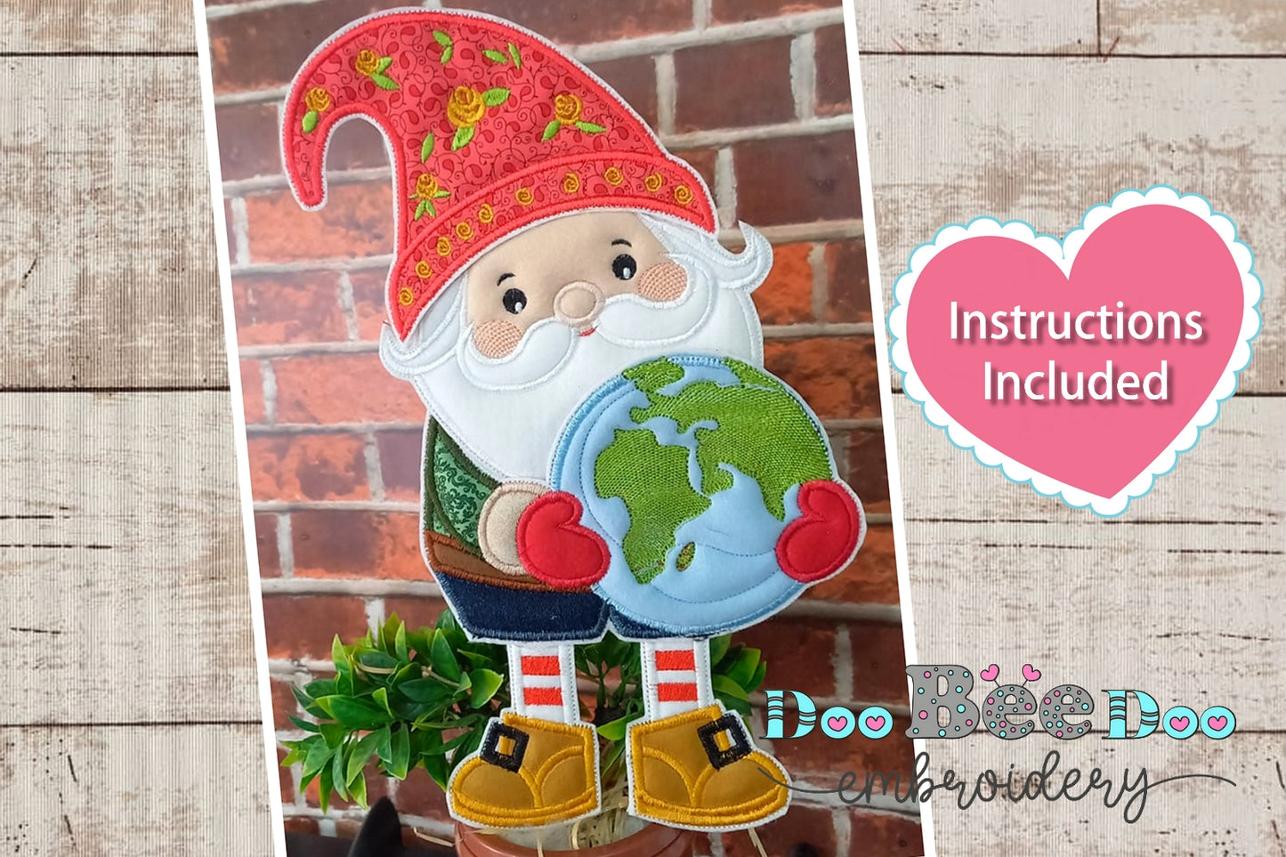 Gnome planet Earth - ITH Project - Machine Embroidery Design