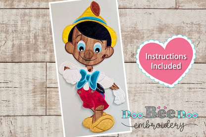 Pinocchio Doll Ornament - ITH Project - Machine Embroidery Design
