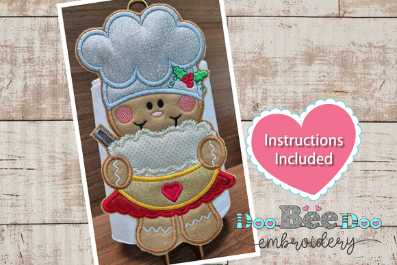 Christmas Gingerbread Paper Towel Holder Cover - ITH Project - Machine Embroidery Design