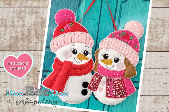 Love Snowman Couple - ITH Project - Machine Embroidery Design