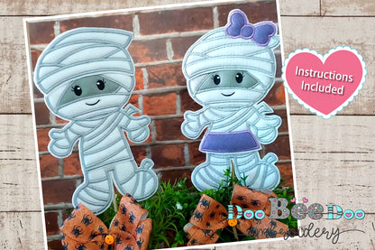 Mummies Kids Halloween Set - ITH Project - Machine Embroidery Design