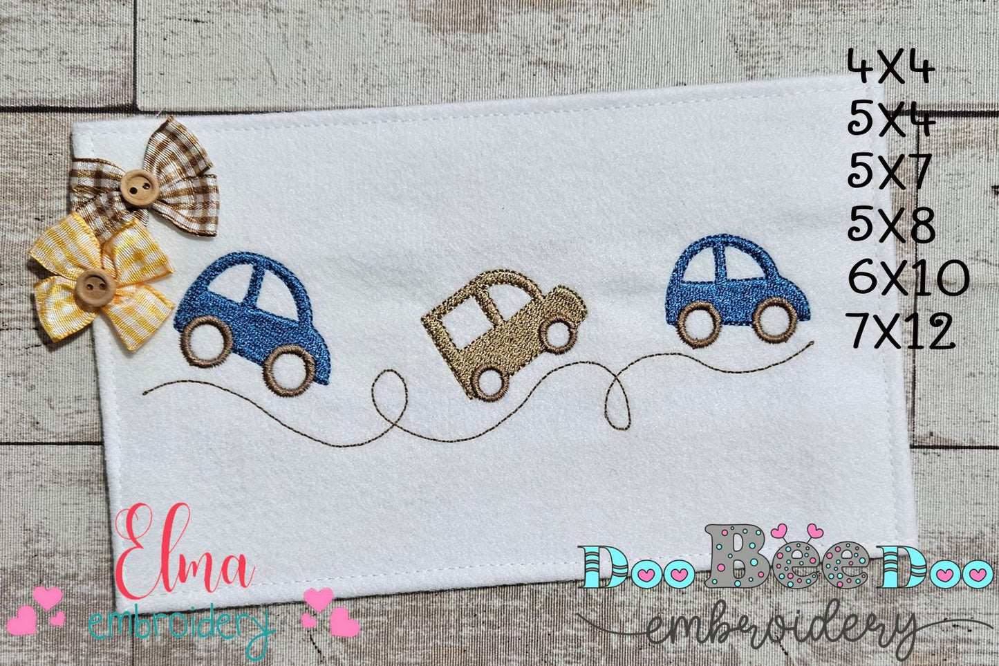 🚙 Little Cars Parade – Fill Stitch - Machine Embroidery Design