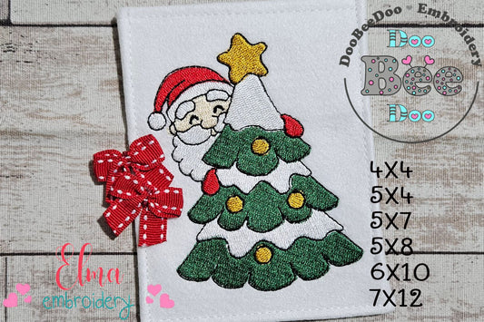Peeking Santa Claus 🎅 – Fill Stitch - Machine Embroidery Design