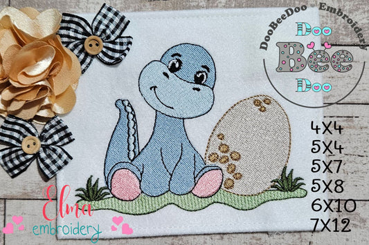 Baby Dino and Egg 🦕 – Fill Stitch - Machine Embroidery Design
