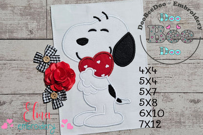 Love You So Much Snoopy 🐾 – Appliqué – Machine Embroidery Design