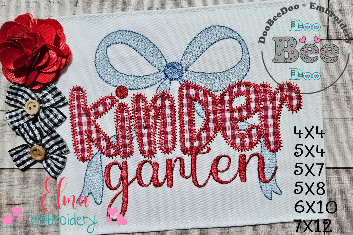 Kindergarten Coquette Bow – Zigzag Applique – Machine Embroidery Design