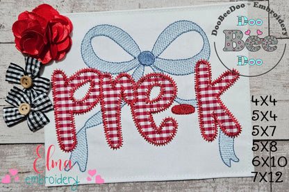 Pre-K Coquette Bow ✏️ – Zigzag Applique – Machine Embroidery Design