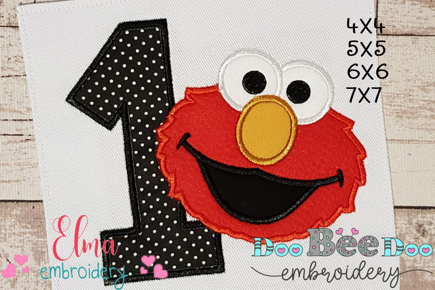 Little Red Monster 1st Birthday Number 1 - Applique - Machine Embroidery Design