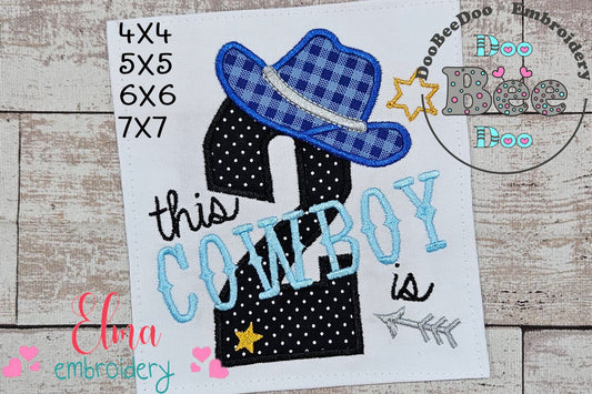 This Cowboy is 2 Two Second Birthday Number 2 - Applique - Machine Embroidery Design