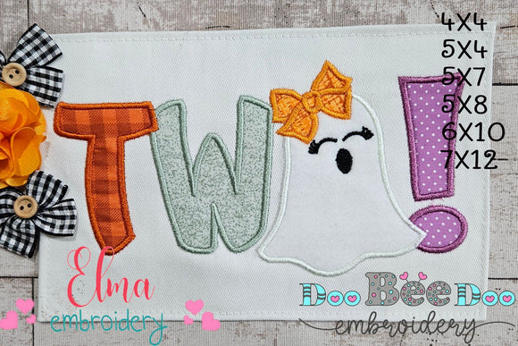 Little Ghost Two 2nd Birthday - Applique - Machine Embroidery Design