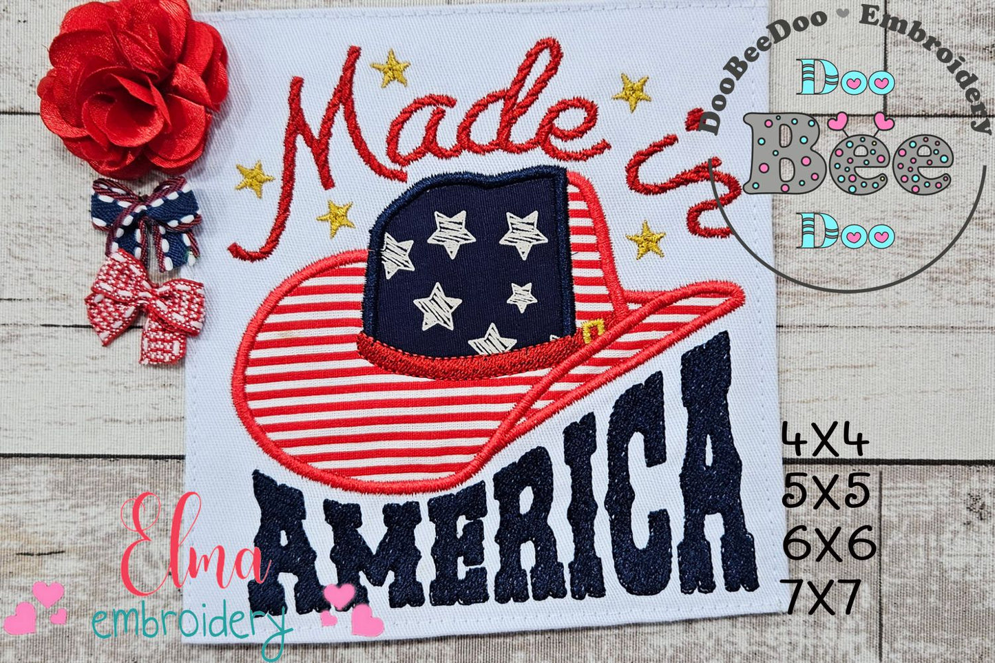 Made in America Cowboy Hat - Applique - Machine Embroidery Design