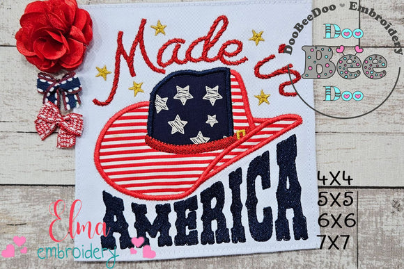 Made in America Cowboy Hat - Applique - Machine Embroidery Design