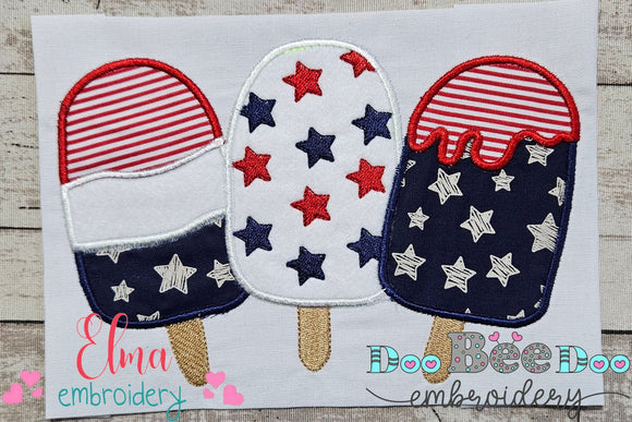 Summer 4th of July Popsicles - Applique
