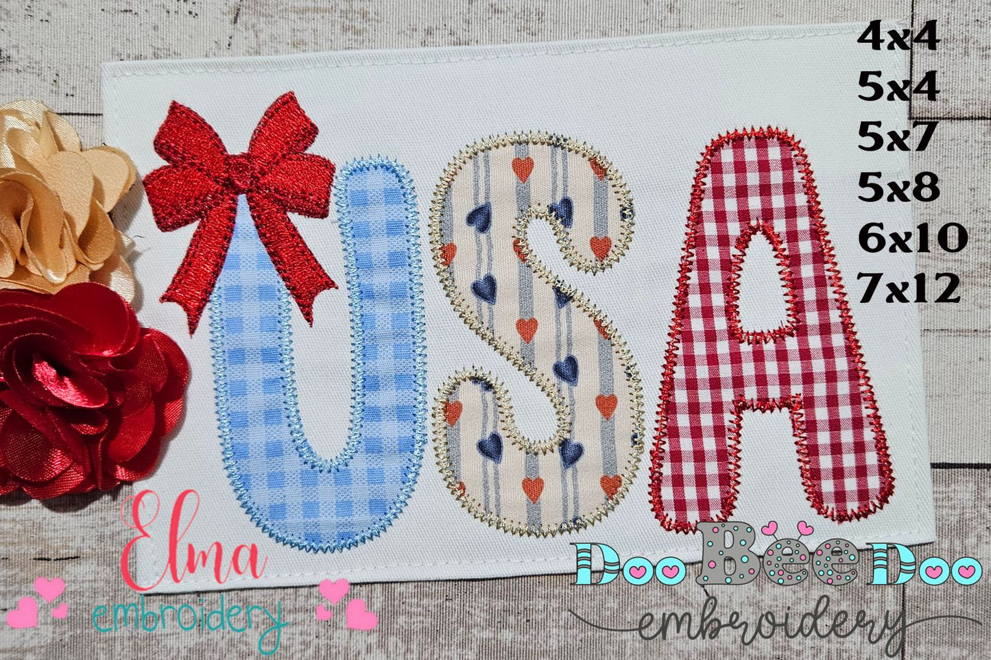 Patriotic Charm USA 🇺🇸 – Zig Zag Applique – Machine Embroidery Design