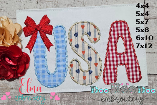 Patriotic Charm USA 🇺🇸 – Zig Zag Applique – Machine Embroidery Design