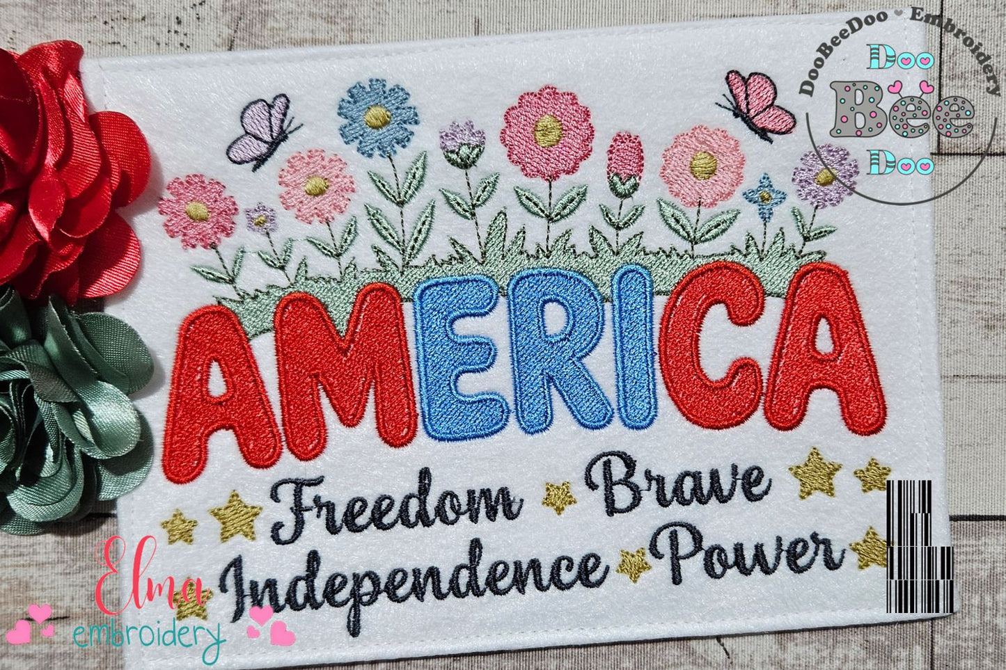 🌸 America in Bloom 🌼 – Fill Stitch – Machine Embroidery Design