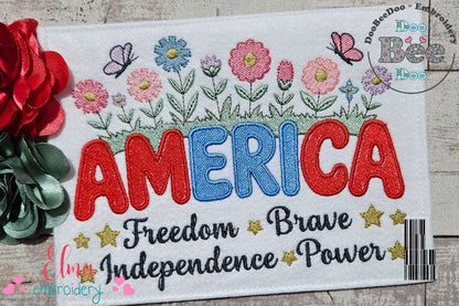 🌸 America in Bloom 🌼 – Fill Stitch – Machine Embroidery Design