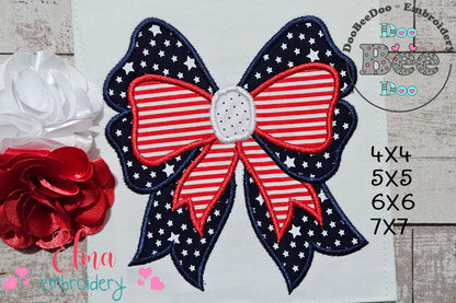 ✨ All-American Coquette Bow 🎀 – Applique – Machine Embroidery Design