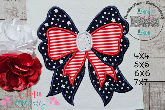 ✨ All-American Coquette Bow 🎀 – Applique – Machine Embroidery Design