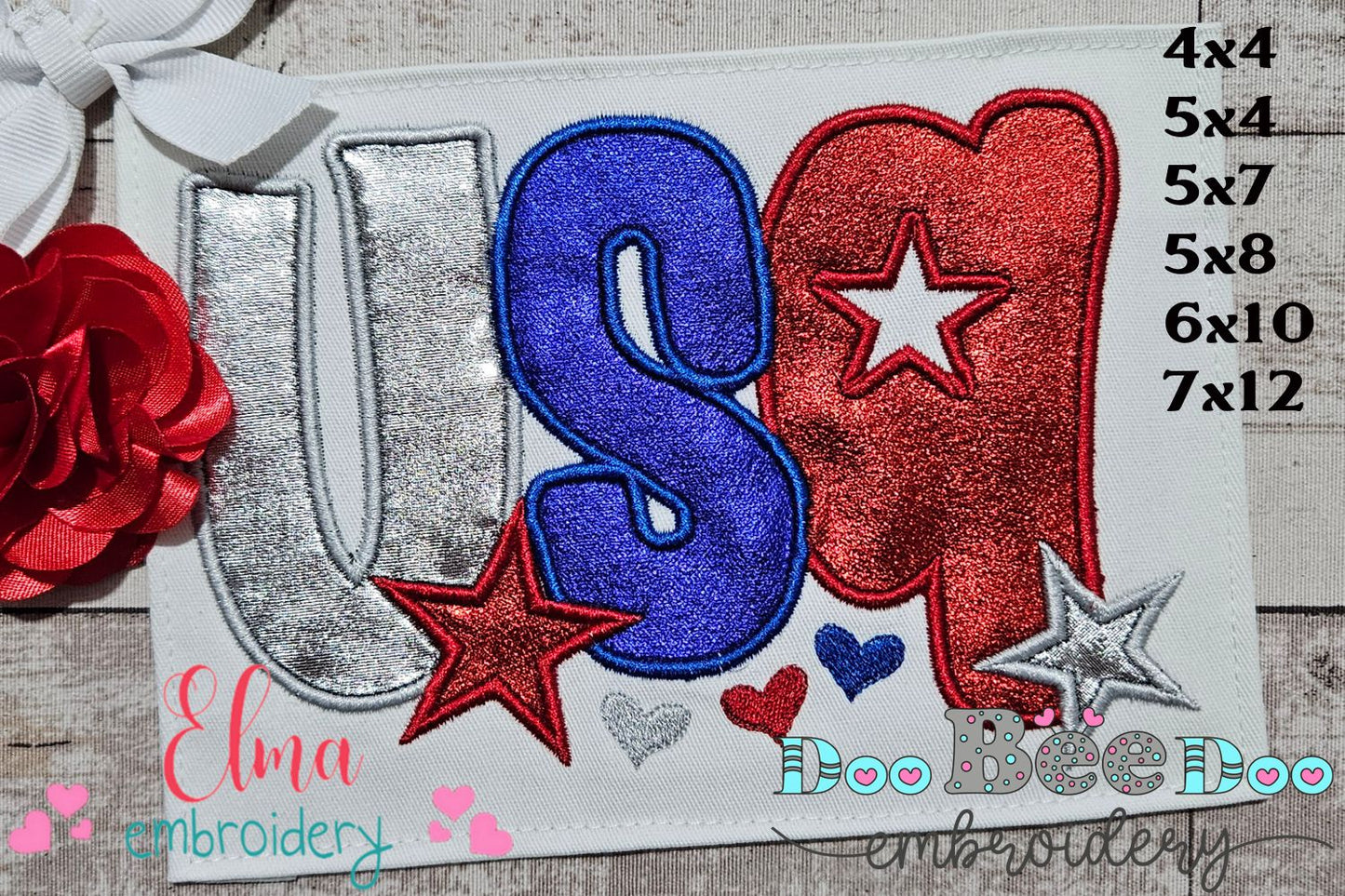 🎆 Sparkling USA Pride ✨ – Applique – Machine Embroidery Design