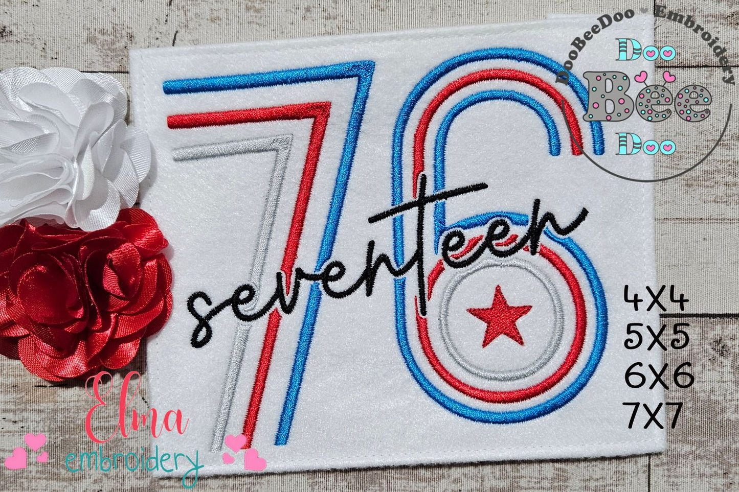 ⭐ Seventeen 76 Americana ❤️ – Fill Stitch – Machine Embroidery Design