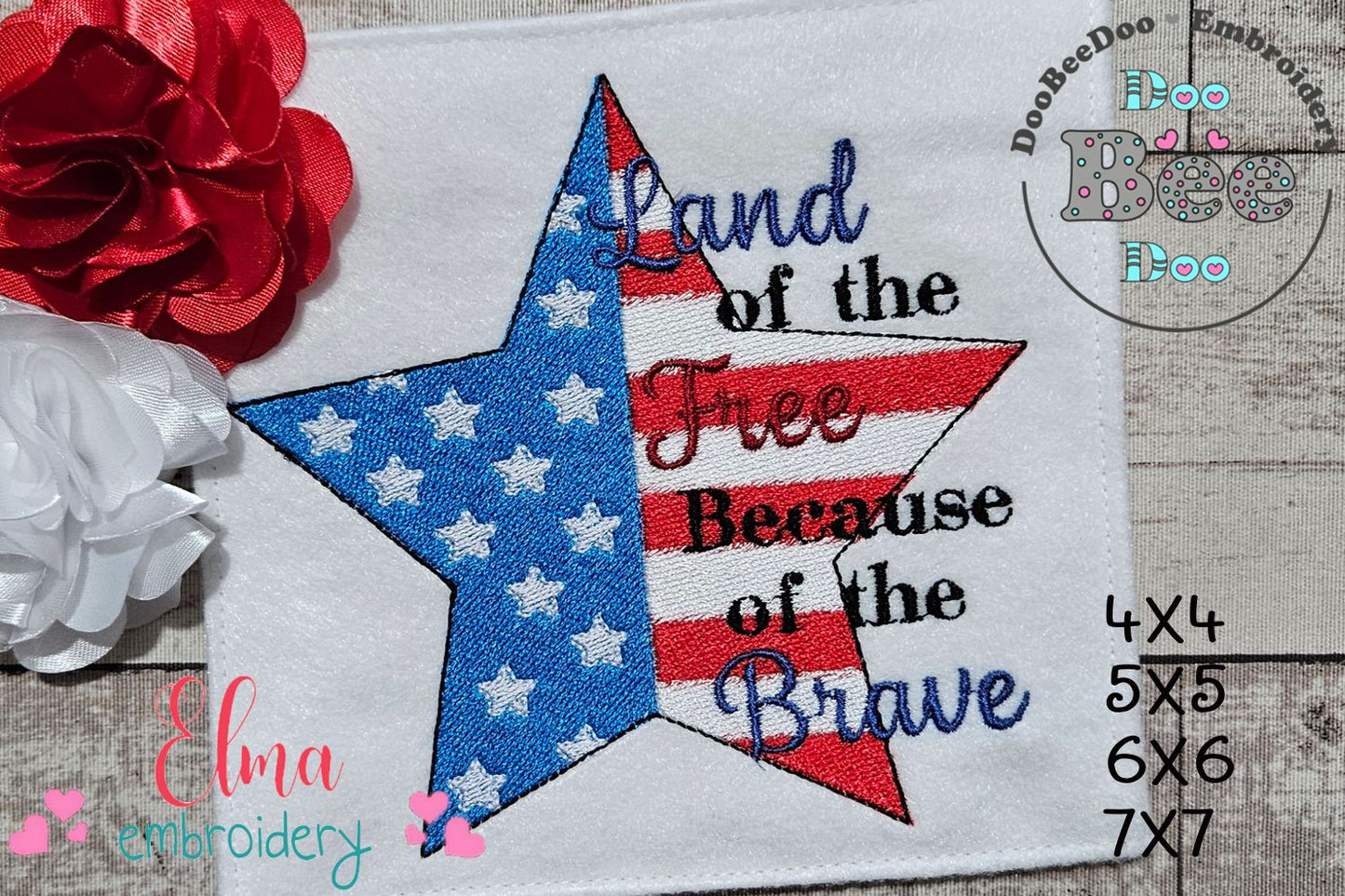 🇺🇸 Land of the Free ⭐ – Fill Stitch – Machine Embroidery Design