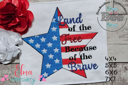 🇺🇸 Land of the Free ⭐ – Fill Stitch – Machine Embroidery Design