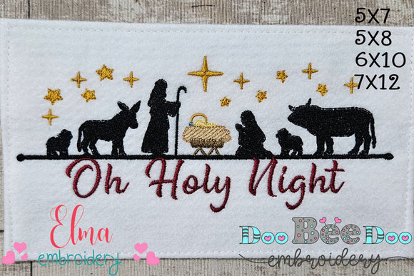 Christmas Oh Holy Night Nativity Scene - Fill Stitch - Machine Embroidery Design