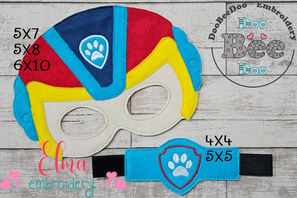 The Mighty Pups Ryder Mask and Bracelet ITH Project - Applique - Machine Embroidery Design