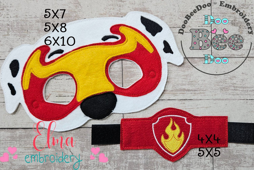 The Mighty Pups Marshall Mask and Bracelet ITH Project - Applique - Machine Embroidery Design