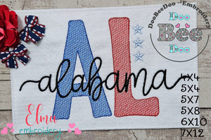 Alabama AL Stars - Rippled Stitch - Machine Embroidery Design