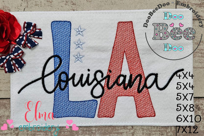 Louisiana LA Stars - Rippled Stitch - Machine Embroidery Design